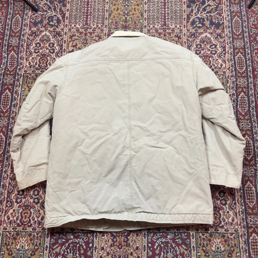 VTG 90s LL Bean Field Barn Coat Jacket XL Tan Quilted Lined Duck Canvas Corduroy